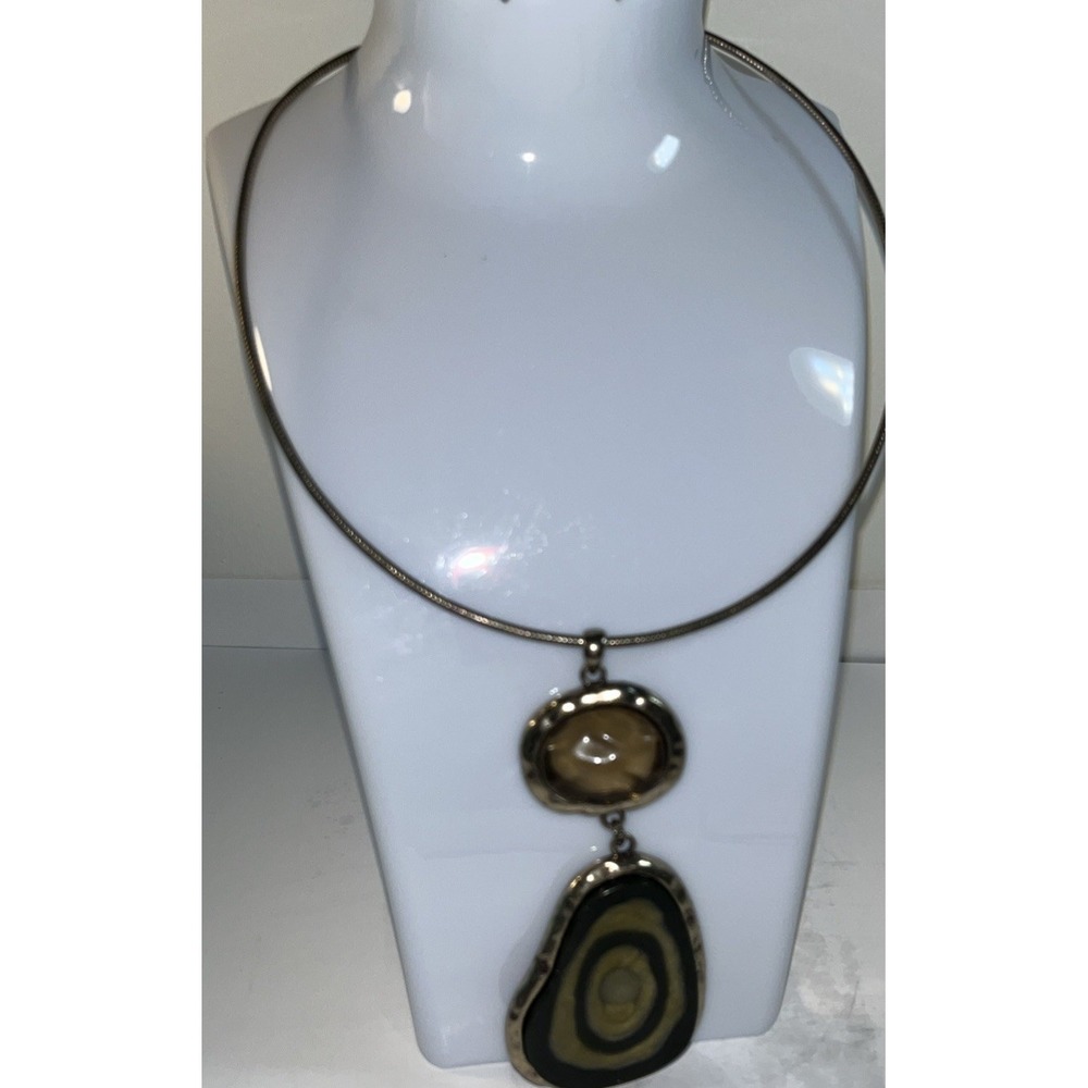 Vintage Laura Ashley Choker Mixed Material Charm Fashion Signed Double Pendant‎